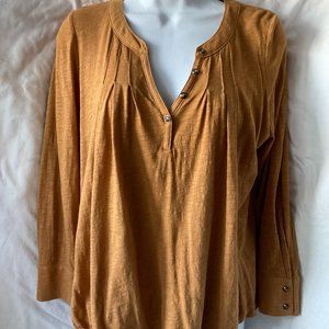 Anthropologie Cobie Pintucked Henley Top Size S